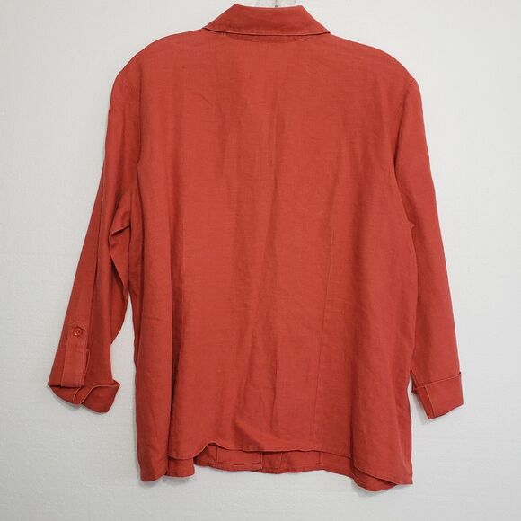 JM Collection Woman's 100% Linen Button Front Top, Size 14 - Picture 8 of 8